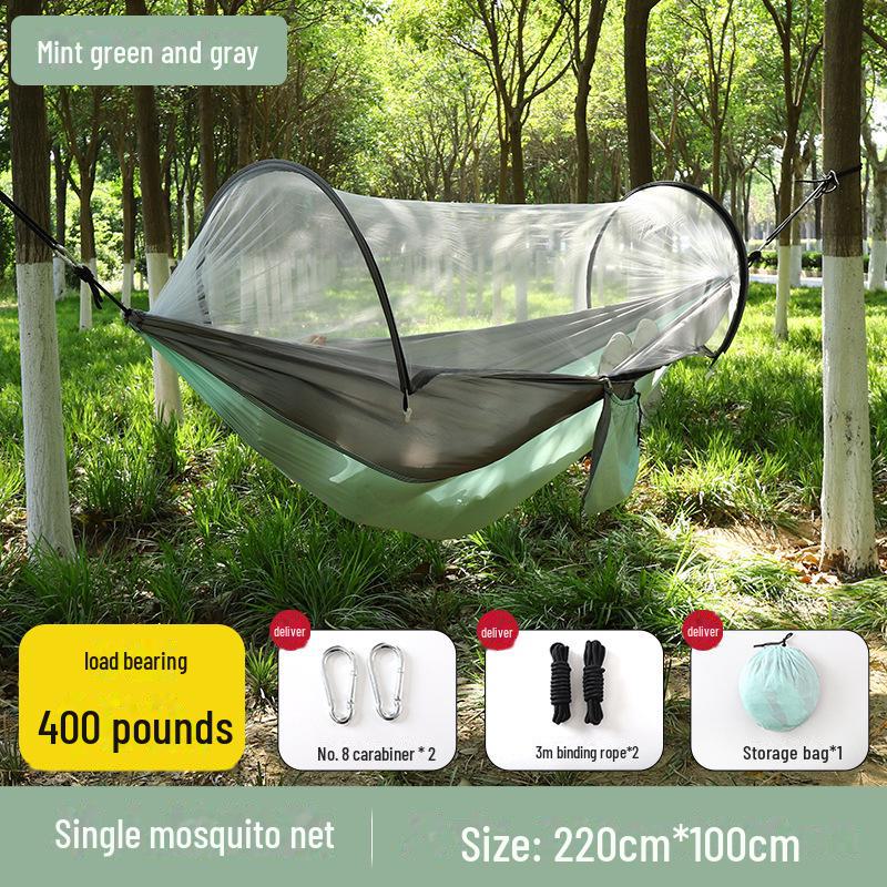 """Schnellöffnende Mückendichte Outdoor-Hängematte mit Netz - Einzel-/Doppel-, Kippsicher, Nylon"""