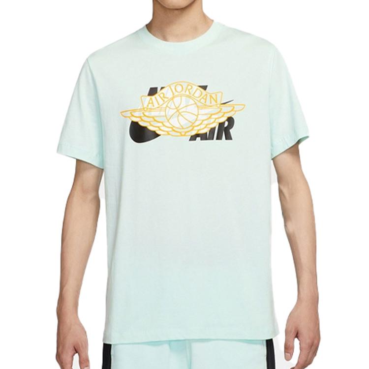 Jordan Wings Pure Color Crew Neck Print Short Sleeve T-Shirt Men Tops Igloo-Blue CU1980-330