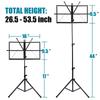 Music Stand 2 in 1 Dual Use Folding Sheet Music Stand Desktop Book Stand Portable and Lightweight