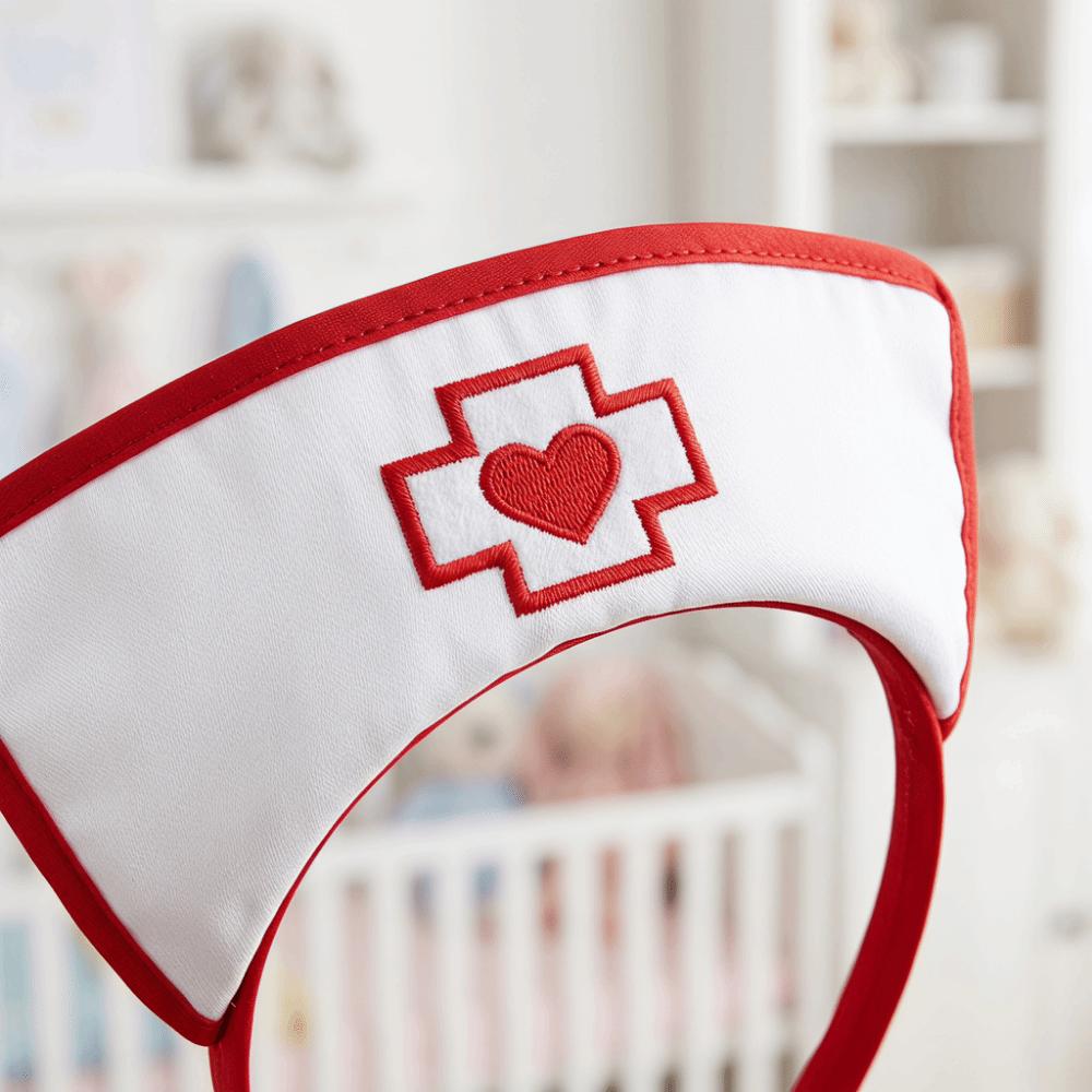 Ruffle Fringe Edge Nurse Costume Accessories Red Cross with Heart Nurse Headband  Halloween Party