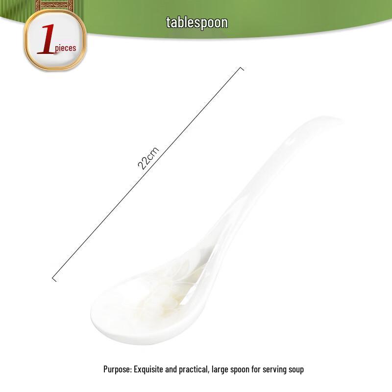 Tangshan Bone China Long Handle Soup Spoon - Ceramic Tableware Ladle Spoon