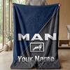 MAN Truck Custom Flannel Throw Blanket Print Your Name Text Soft Warm Blanket Holiday Present