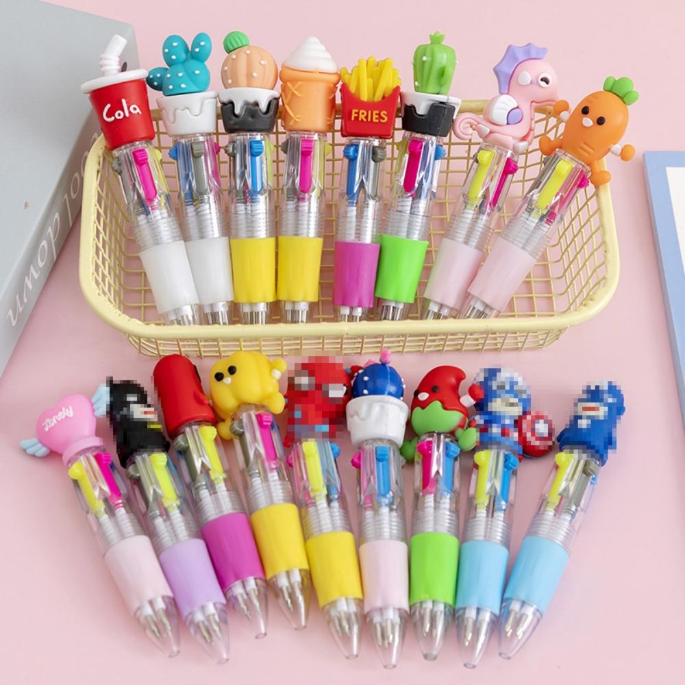 5-30 Pcs Cute Cartoon Four-color Pen for Kids Birthday Kindergarten Home-school Carnival Christmas Boys and Girls Gift Rewards