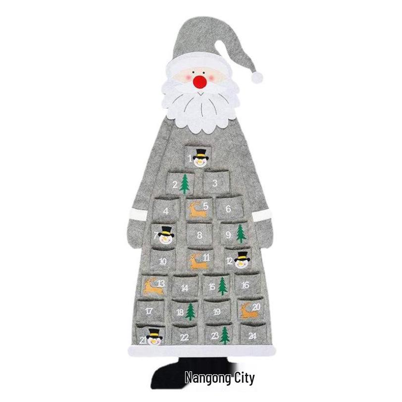 DIY Filz Weihnachtsbaum Adventskalender mit Weihnachtsmann und Ornamenten für Kinder