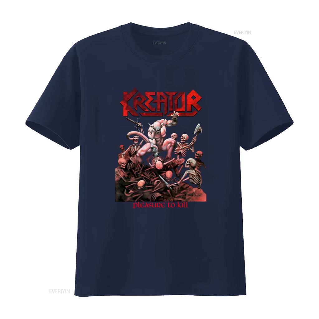 Kreator Pleasure To Kill Death Metal Print Short Long Sleeve Black T Shirt for Sizes 345Xl Vintage Washed Graphic