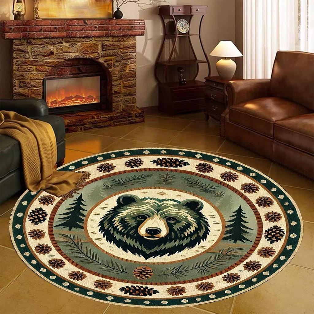 Retro American Carpet Round Chair Carpet Bedroom Bedside Stain Resistant Water Absorbing Carpet