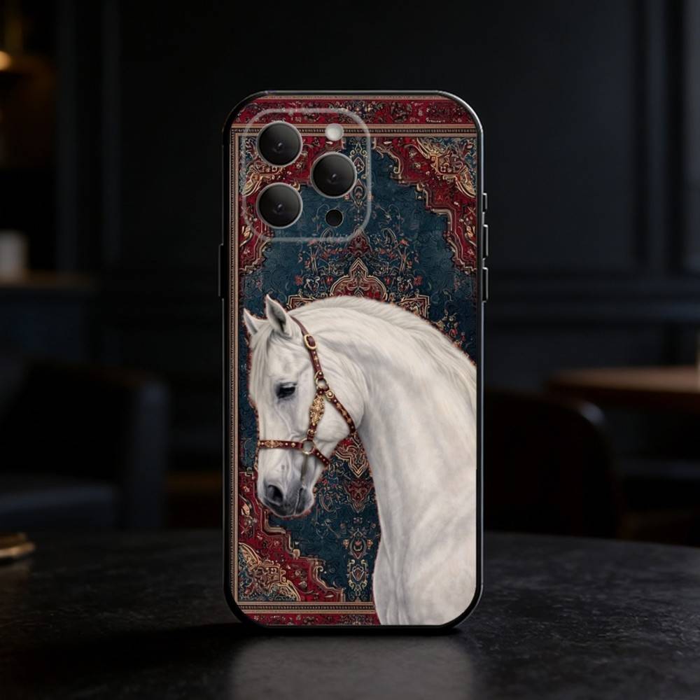 The horse Phone Case For iPhone 17,16,15,14,13,12,11 Plus,Pro Max,SE4Soft Silicone Black Cover