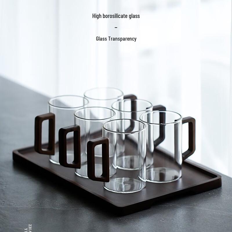 Nordic Style Wooden Handle Glass Teacup