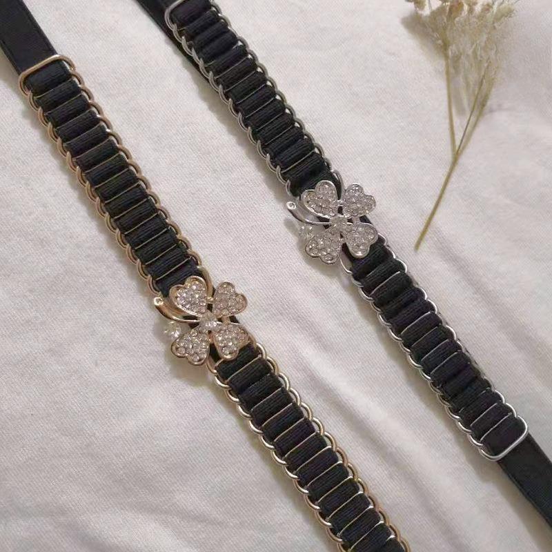 New Diamond-inlaid Pearl Elastic Elastic Waist Chain for Women with Versatile Dress Belt Black Thin Waist Seal To Make Your Waist Look Slim