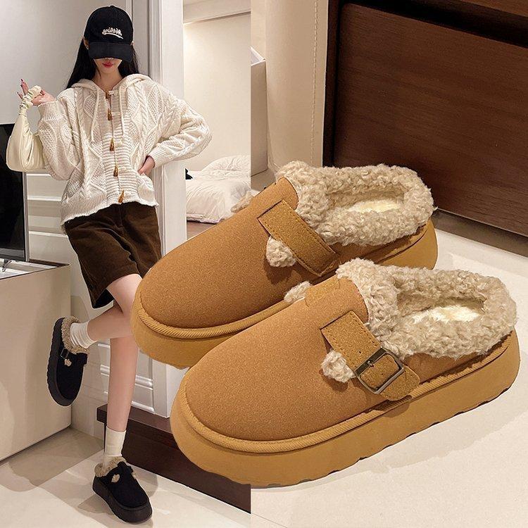 Large-size Toe Cotton Slippers for Women, New Birkenstock Retro European and American Style Cotton Shoes for Women In Autumn and Winter 2025