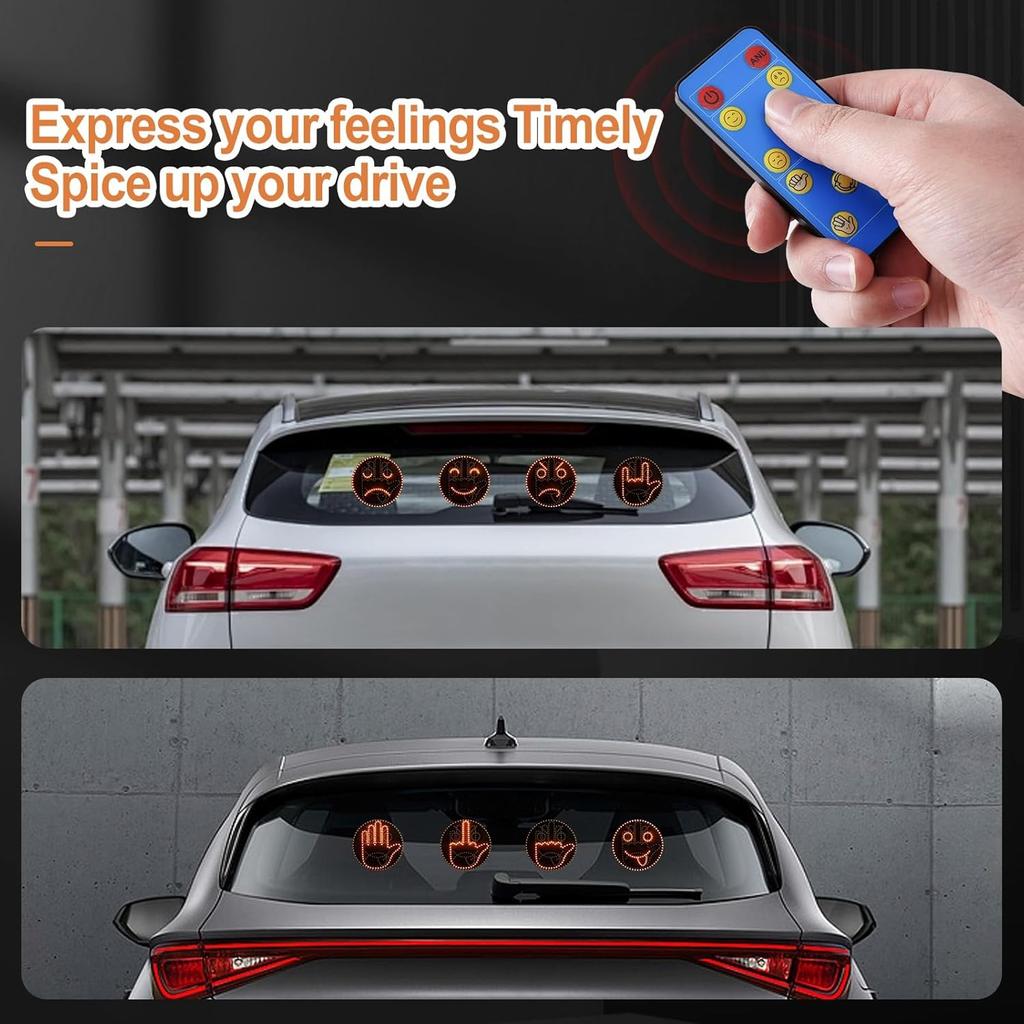 4 Emojis And 4 Gestures Middle Finger Car Light With Remote, Road Rage LED Sign For Car, Ideal Gifted Car Accessories, Fun Car Gadgets For Men And