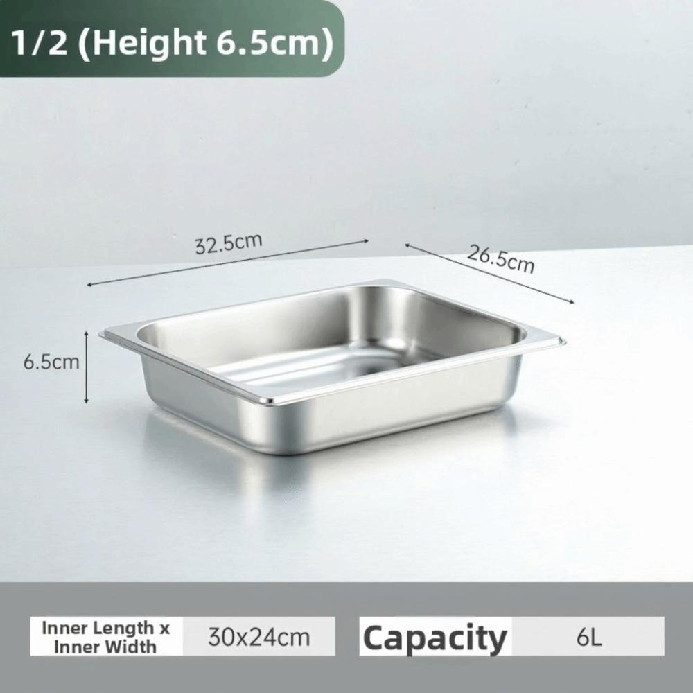 Stainless Steel Food Pan GN Pan with Lid 32.5 cm x 26.5 cm Rectangular Tray Basin Square Basin Thickened Food Storage Container