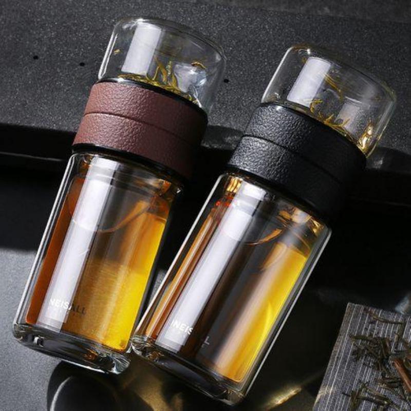 

Стеклянная бутылка для воды с двойными стенками, 520 мл, портативный чайник с чашкой-фильтром