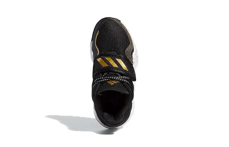 adidas Deep Threat Comfortable And Trendy Breathable Mid Top Children's Basketball Shoes Black Gold FX8644