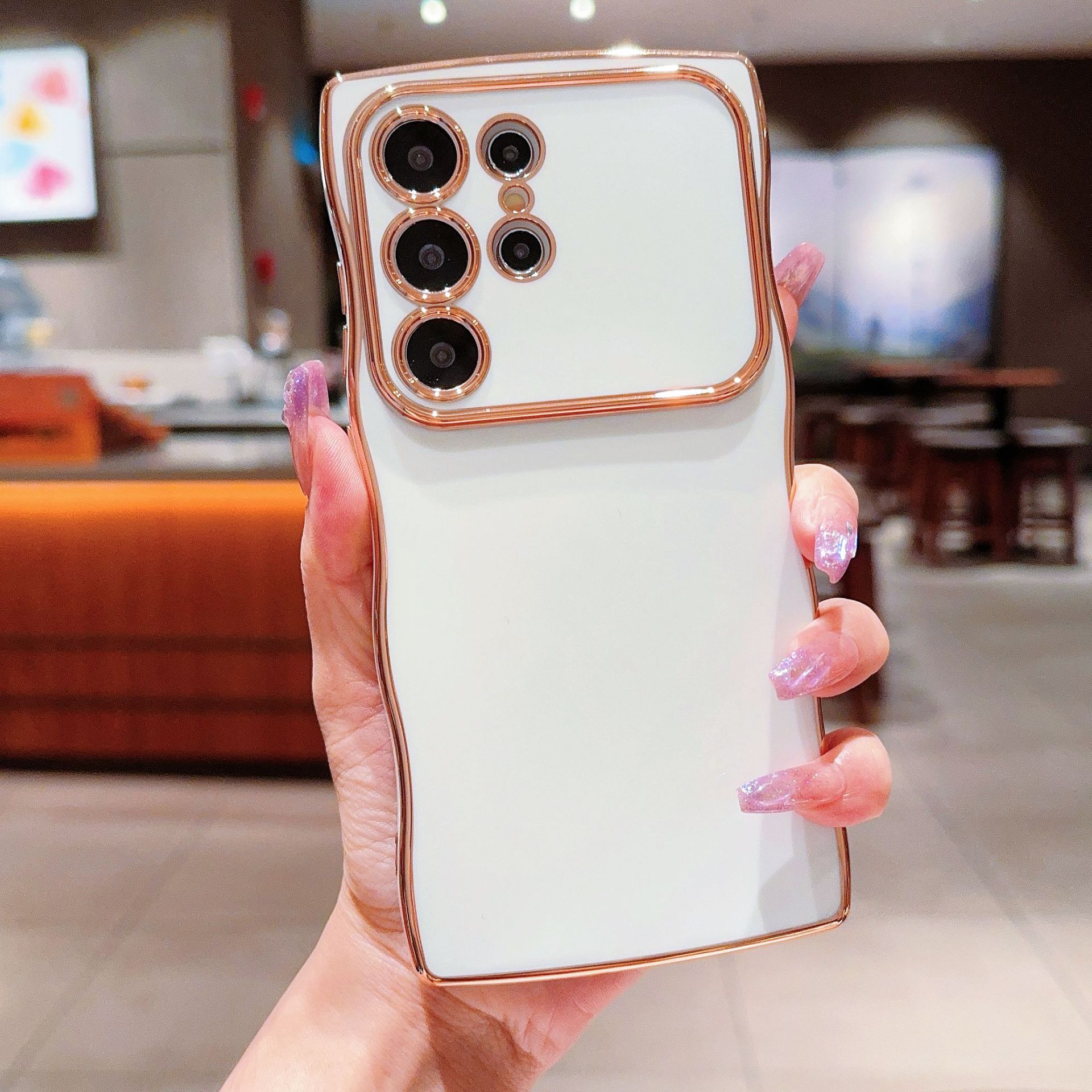 

Suitable for Samsung S25edge Mobile Phone Case Electroplated Wave Large Window S24ultra Simple A55 Protective Case Galaxy S25