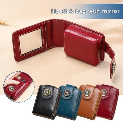Makeup Bag Small Women's Portable Makeup Box with Mirror Mouth Red Envelope Storage Bag Mini Women's Bag
