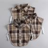 1Pc Fake Collar Leisure Travel Checkered Various Tops Maillard Elegant Brown Tones Sweater Inner Layer Shirt Lining