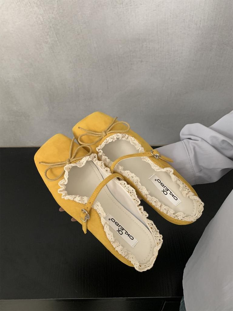 Mode Printemps 2025 Mode Boucle Dames Ballerines Mules Chaussures Féminines Nœud Papillon Chaussures Plates Peu Profondes pour Femmes Mary Janes Chaussures à Enfiler