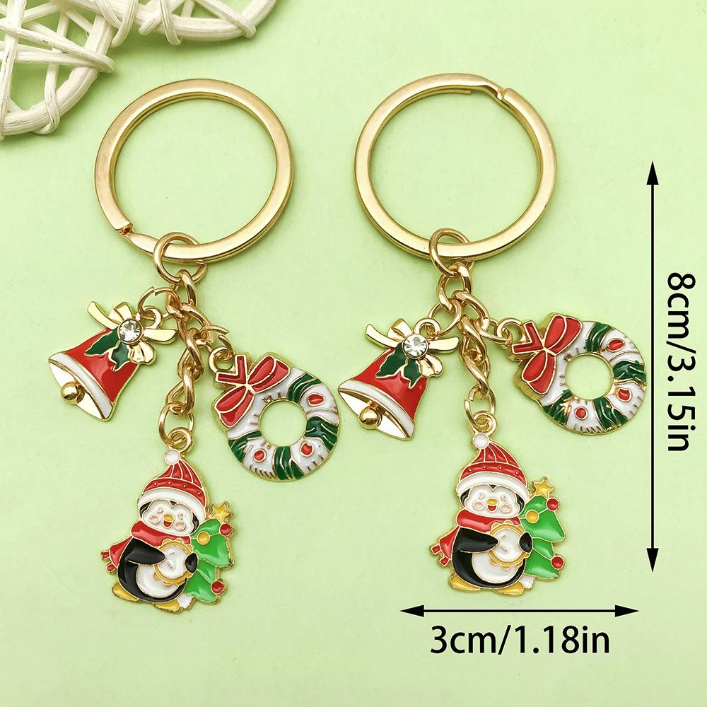Exquisite Christmas Keychain: Santa, Reindeer, Gift Box, and Bell Ornaments Pendant