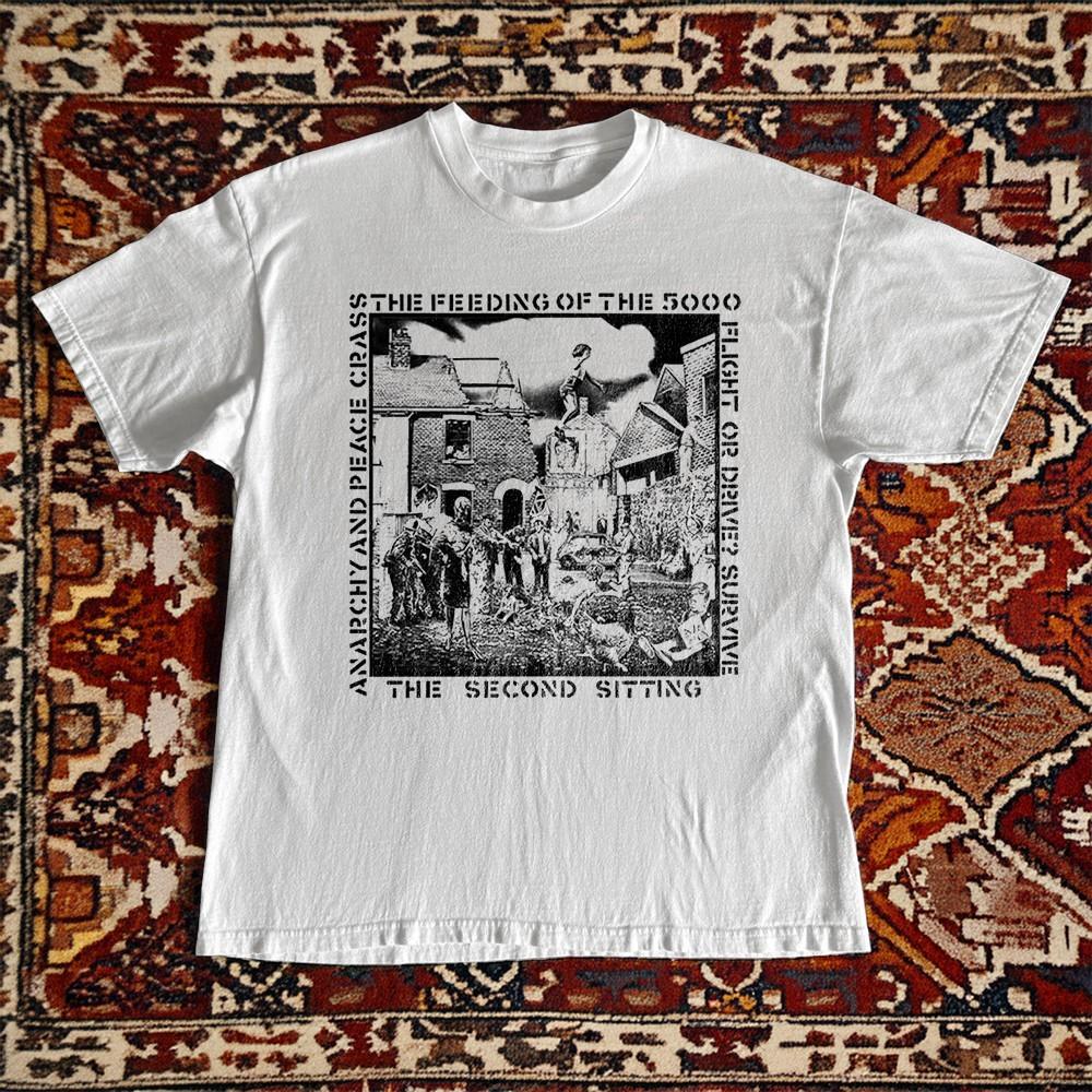HOT! Crass The Feeding Of The 5000 White Heavy Cotton T-Shirt XXL