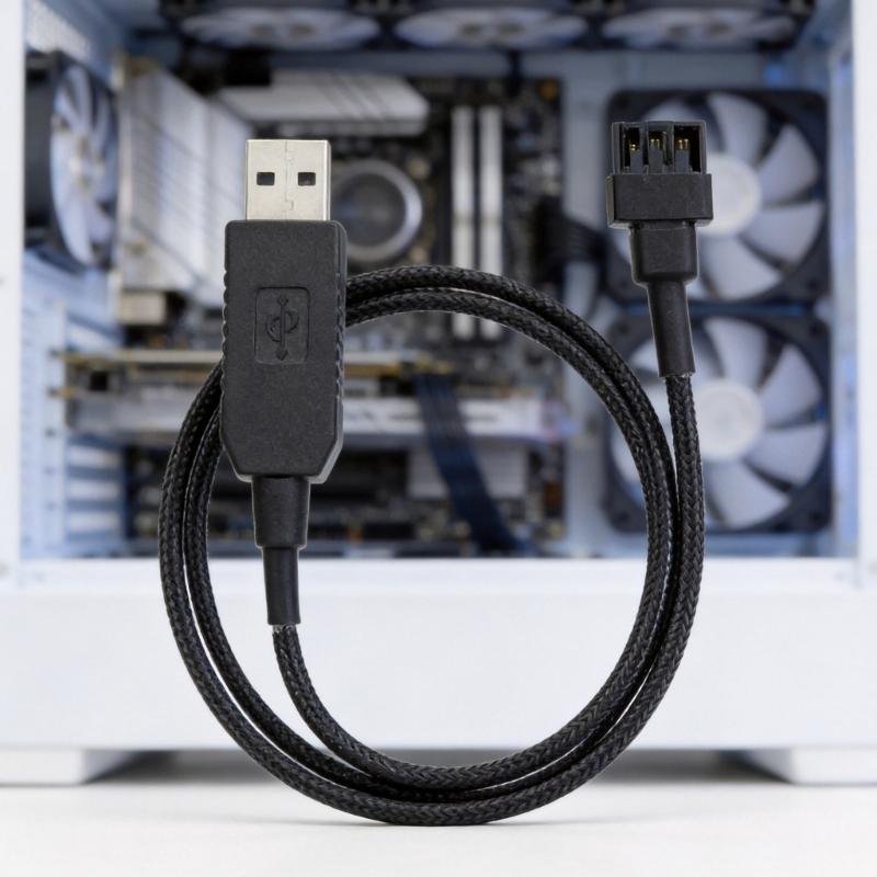 USB To 4Pin Boost Cable Converts 5V To 12V For PC Fan With PVC Material And Stable Power Output