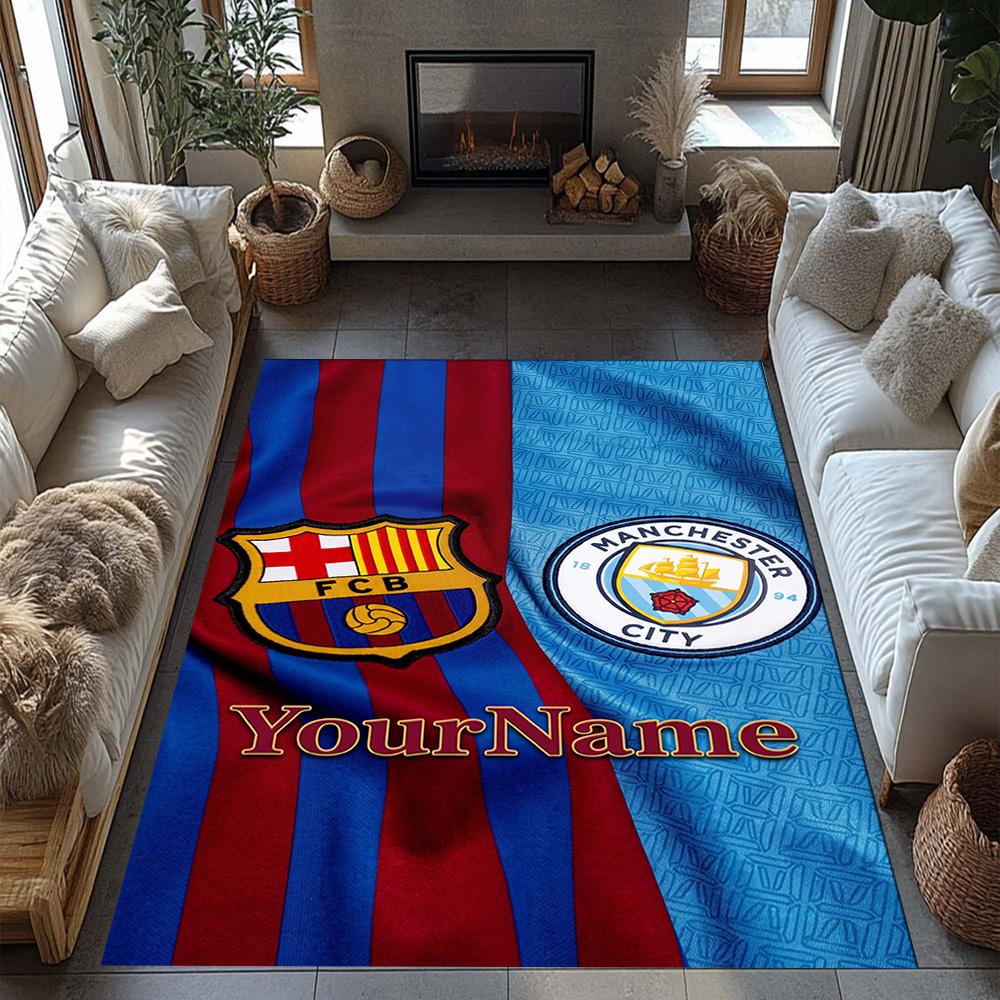 Manchester City Customizable Name Carpet Design for Kitchen Foyer Decorate Room Playrooms Anti-slip Rug Decorate Offices