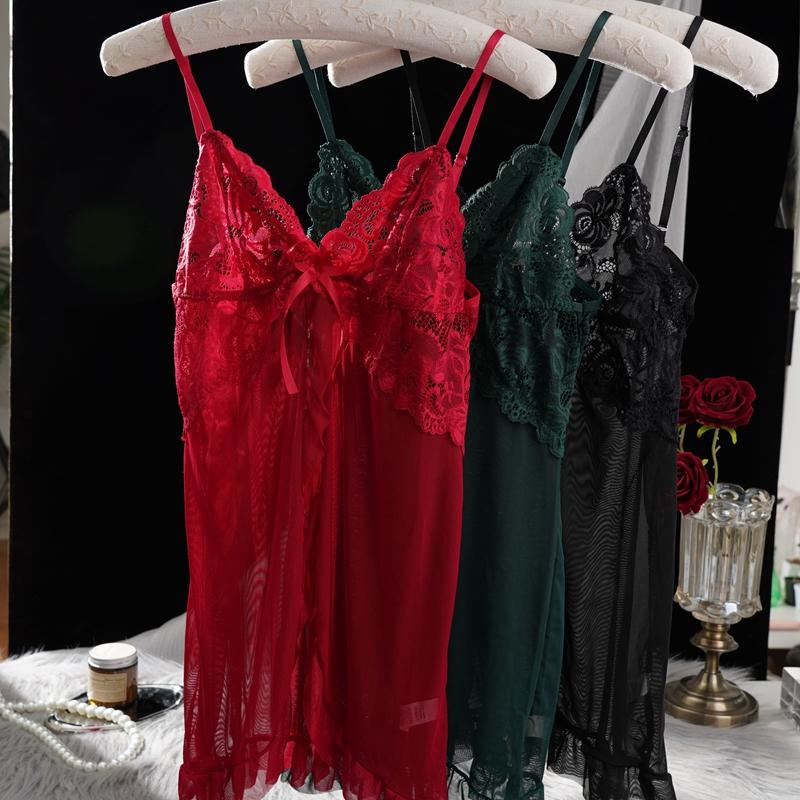 Sexy Mesh V-neck Light Lace Camisole Nightgown Erotic Lingerie Multi-coloured