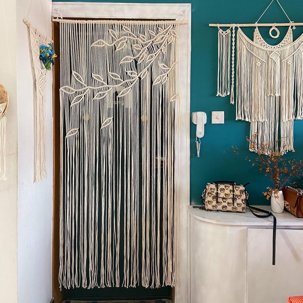 Hand-woven Bohemia Macrame Cotton Door Window Curtain Tapestry Wall Hanging Art Tapestry Wedding Backdrop Tapestry Decoration