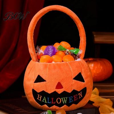 Kids Halloween Candy Carrier Pumpkin Treat Bag, Portable Tote for Kids, Large Capacity Bag Trick or Handbag with Soft Handle, Party Favor Gift Basket