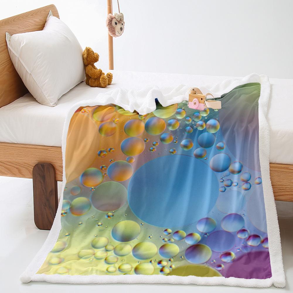Dewdrop 2D Digital Printing Thickened Lamb Wool Crystal Fleece Blanket One Piece