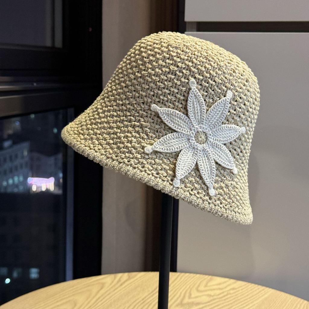 New Japanese-style cute handmade floral fisherman hat for women, sweet and fashionable bucket hat for spring and summer, sun protection and UV