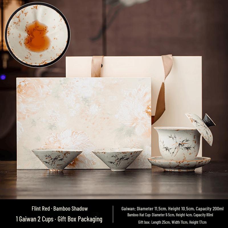 Chaxun Flint Red Bamboo Shadow Gaiwan Tea Set