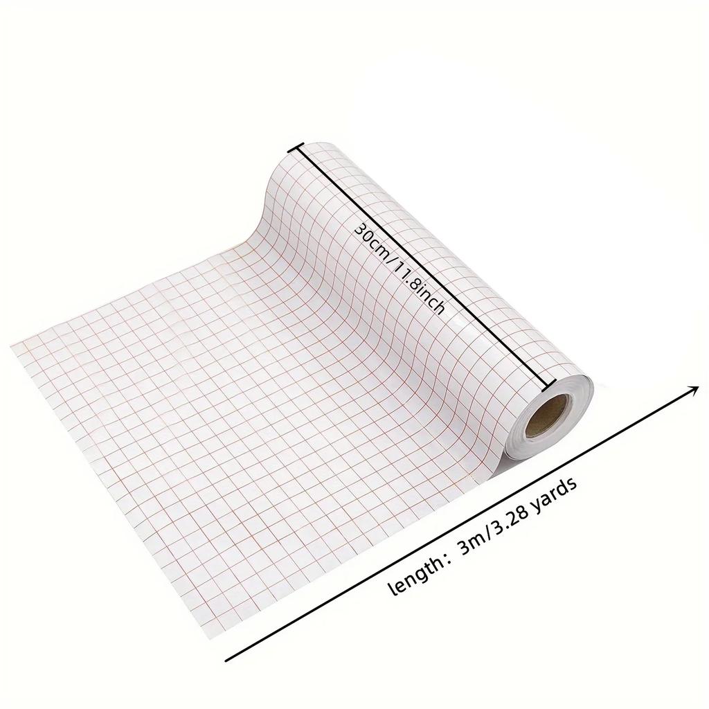 1 ks Průhledná vinylová přenosová papírová páska v roli, zarovnávací mřížka, aplikační páska pro Silhouette Cameo, pro obtisky, nápisy, samolepky na okna