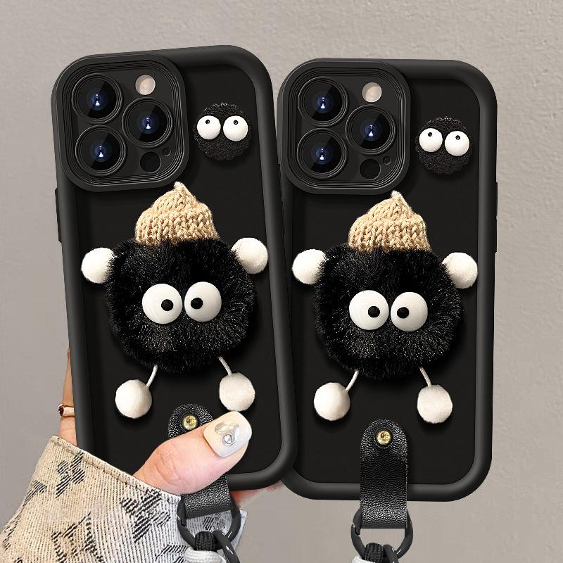Pluszowy brelok do laleczki kuli węglowej odpowiedni do etui na telefon komórkowy Apple 13pro 15/16 Kreatywny silikonowy 14 Jesień i Zima XR Odporny na upadki