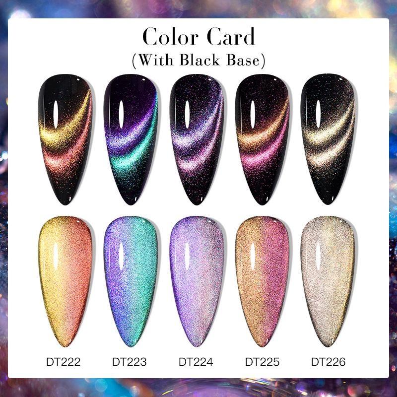 MEET ACROSS 7ml 9D Magnetic Gel Nail Polish Glitter Cat Eye Gel Semi Permanent Soak Off  UV Gel Glitter Manicure For Nail Art Gel Varnish