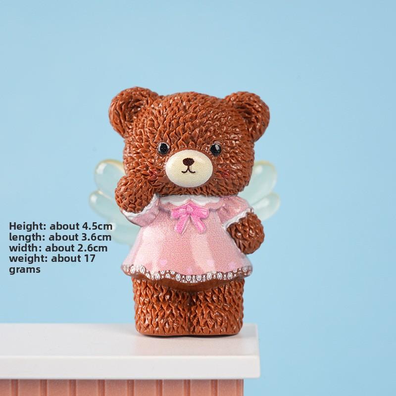 Miniature Landscape Angel Teddy Bear Creative Cute Figurine Car Decorative Gift Table Decoration Item