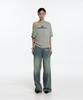 Kasiko Chain Wide Denim Pants Light Blue