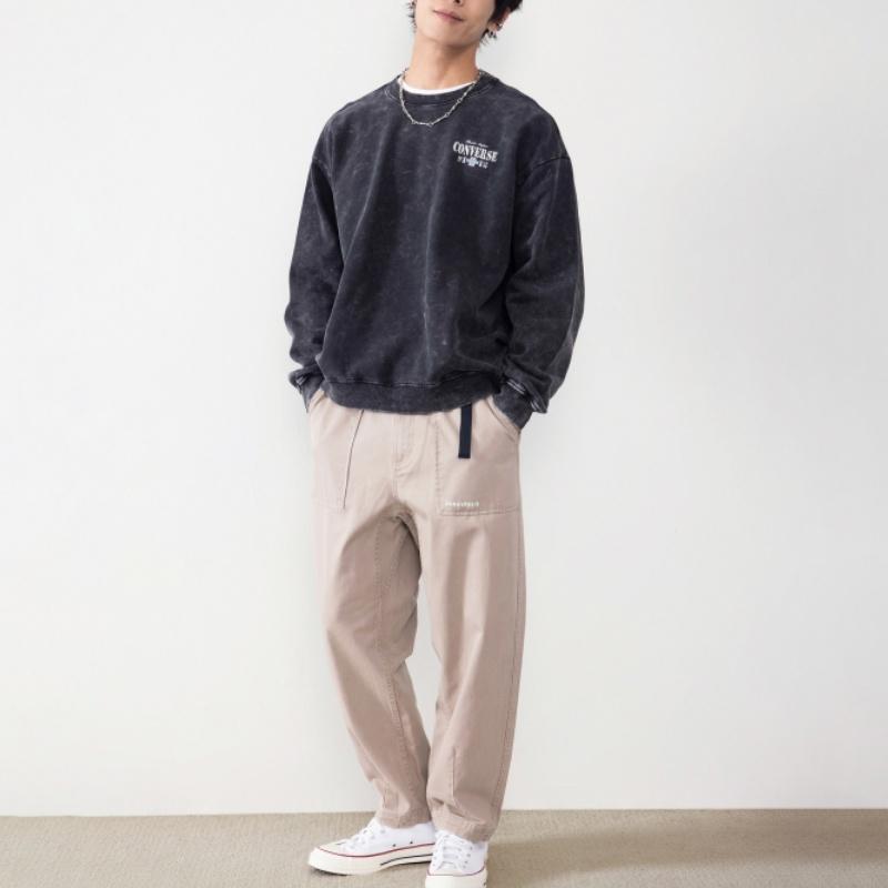 Converse Sweatshirts Unisex Blue Gray Crew Neck Moderate UCJ123-023
