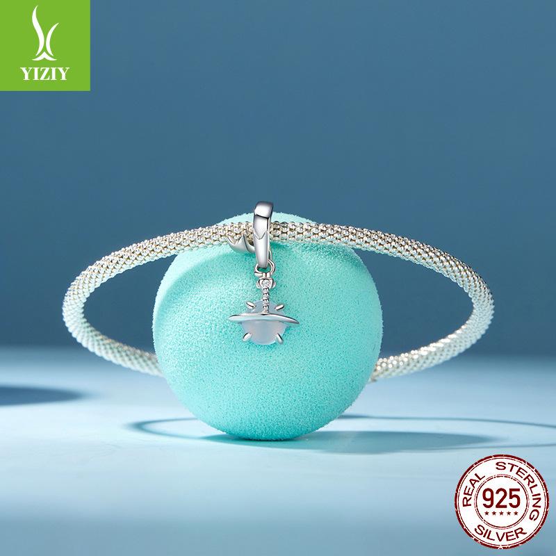 Pendentif Perle Planète Argent S925 Bracelet Personnalisé DIY Accessoires Perlés