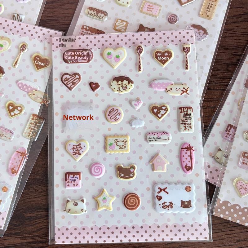 1/4Pcs Kawaii Cream Cake Cookies 3D Foam Stickers For Journal Scrapbook Stationery Decor Cute Y2K Sweetheart Dessert Stickers