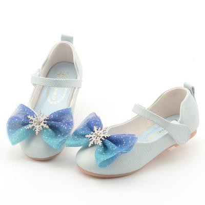 Girls' Fashionable Princess Shoes Children's Bow Shoes Soft-soled Leather Shoes Snowflake Crystal Shoes