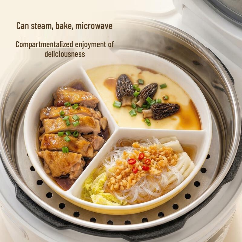 Onlycook Kids' Divided Ceramic Steaming Plate
