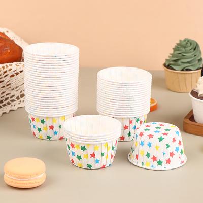 50Pcs Curling Paper Cup Flanging Cake Paper Cup Oilproof Cupcake Liner Baking Cup Tray Case Wedding Party Muffin Cups