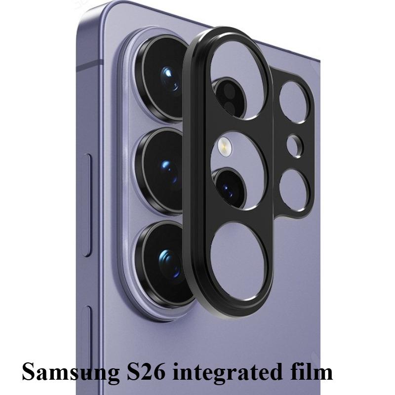 Custom Fit Samsung S26 Lens Shield Hollow Metal Frame Camera Ring Film S26 Ultra Integrated Matte Lens Guard Anti-Scratch Camera