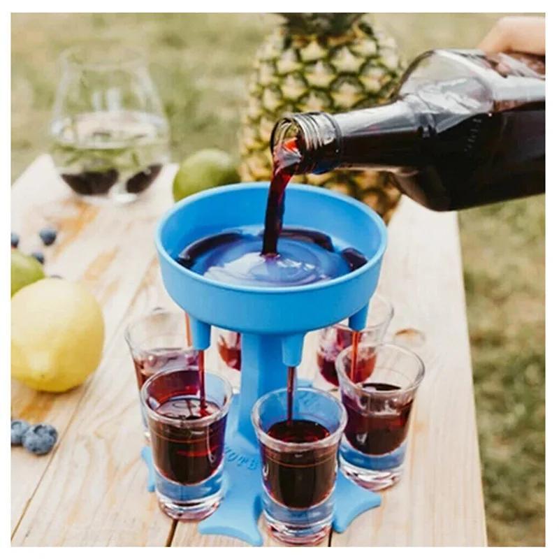 6 Shot Glass Dispenser Holder Wine Whisky Beer Dispenser Rack Bar Accessories Caddy Liquor Dispenser Party Games Drinking Tools