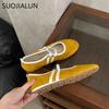 Fashion SUOJIALUN 2025 Spring New Brand Women Flat Shoes Fashion Round Toe Shallow Slip On Mary Jane Shoes Soft Flat Heel Baot Shoes