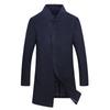 Luxurious Mens Winter Formal Trench Coat Double Breasted Long Wool Jacket Outwear