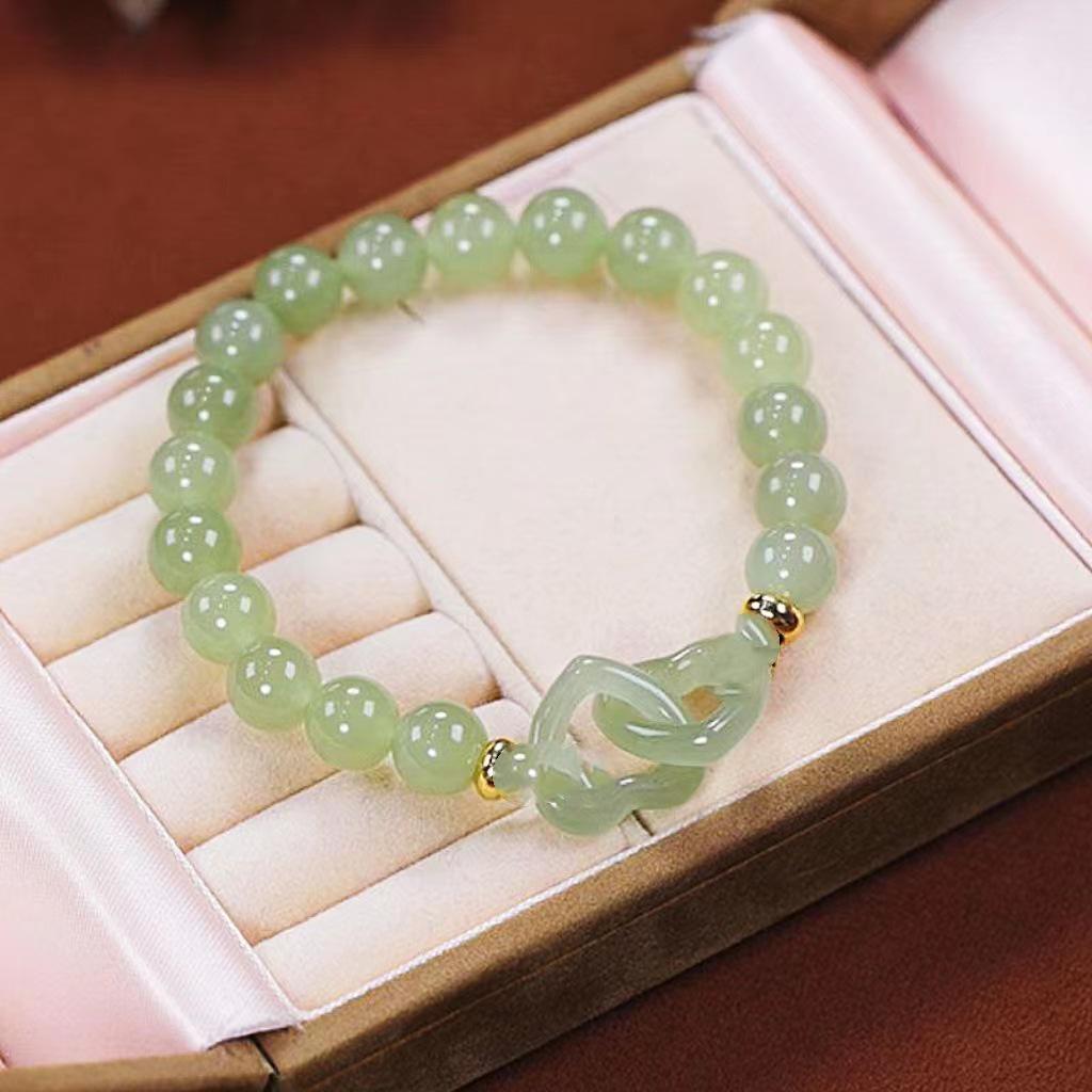 Trendy Seamless Interlocking Hetian Jade & Red Agate Bracelet - Elegant Gift for Friend