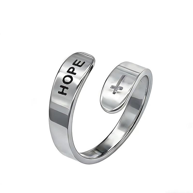 Retro Open Stainless Steel 'I Am Enough' Double Layer Ring for Women
