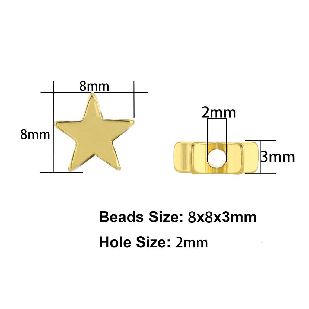 10pcs Copper Beads Charms Cross Heart Star Moon Beads Plated Crafts Color Retention Beads for Jewelry Making Diy Bracelet Necklace